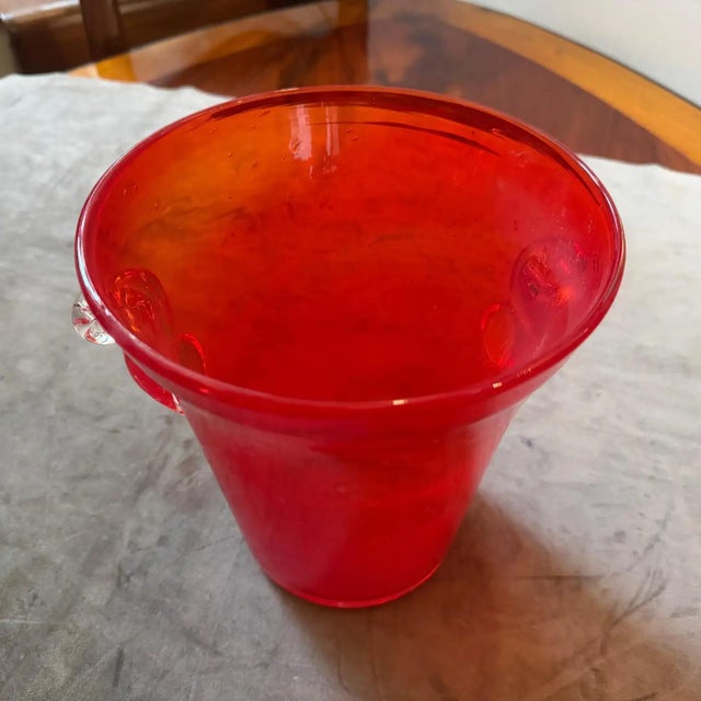1970s Modern Red Murano Glass Wine Cooler, Hand-Crafted, Italy For Sale - Image 10 of 13
