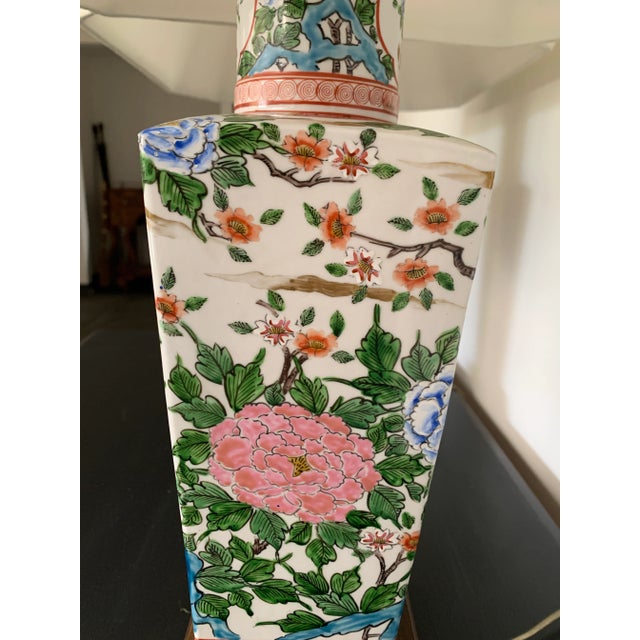 Ivory Chinoiserie Famille Verte Table Lamps - A Pair For Sale - Image 8 of 12