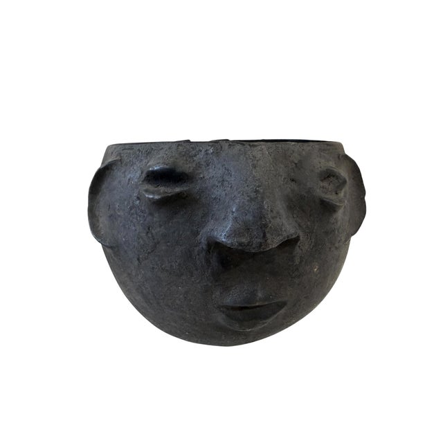 Vintage Lg African Ceremonial Kuba Wooden Cup Figural Head Congo 5.5" H For Sale In New York - Image 6 of 10