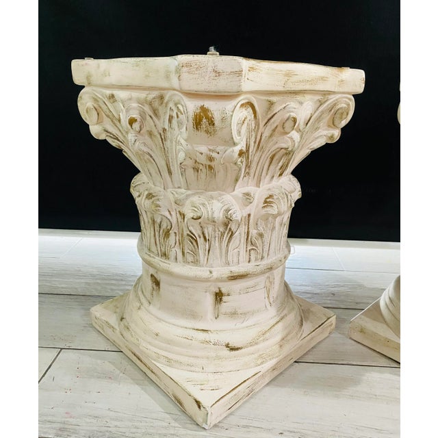 1980s Columns Pedestal Stand or Side Table in the Neoclassical Design- a Pair For Sale - Image 5 of 7
