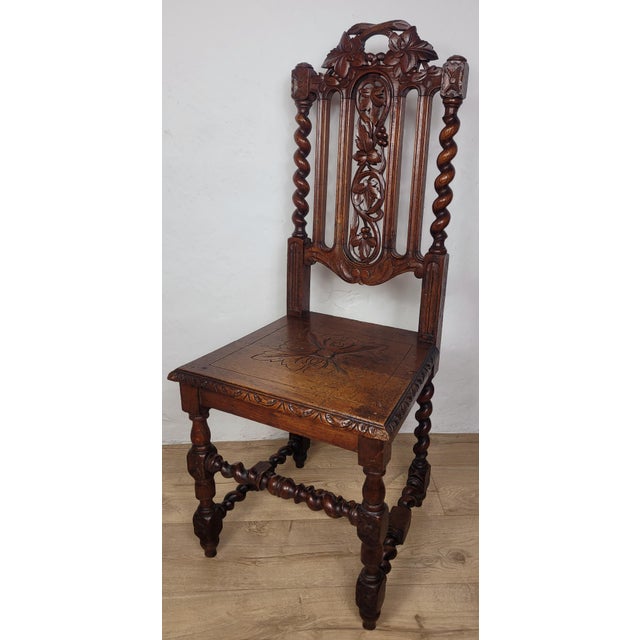Jacobean Style Gothic Hall Chair, 1890 For Sale - Image 3 of 18