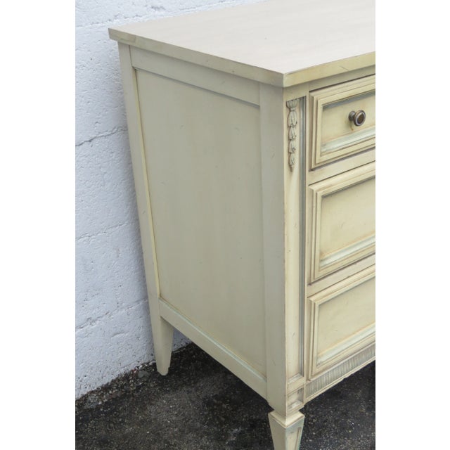 Beige French Shabby Chic Painted Long Dresser Bathroom Vanity Tv Console For Sale - Image 8 of 13