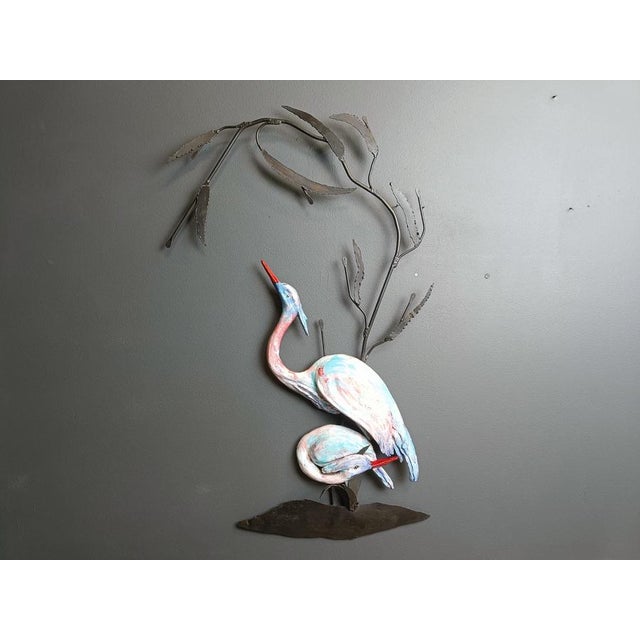 Metal Large Ceramic Bird Wall Sculpture, 1970s For Sale - Image 7 of 9