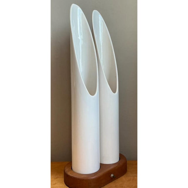Wood Vintage Modernist Ceramic Tube Lamp For Sale - Image 7 of 12
