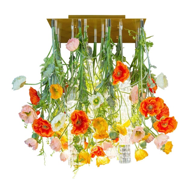 Not Yet Made - Made To Order Murano Glass & Artificial Poppy Flower Power Ceiling Lamp from VGnewtrend For Sale - Image 5 of 5