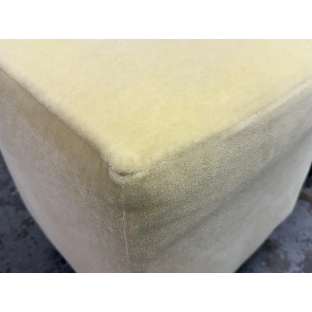 Lime Ballard Designs Mohair Ottomans, Pair For Sale - Image 8 of 12