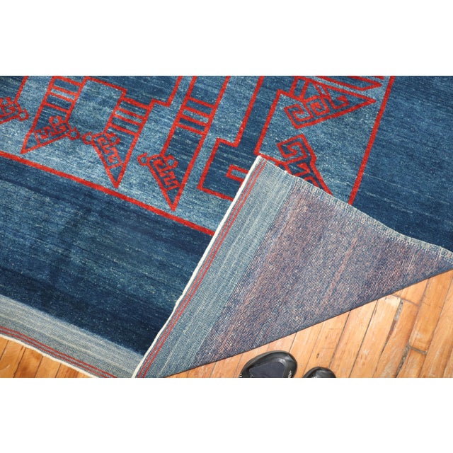 Blue Oversize Contemporary Persian Blue Red Rug For Sale - Image 8 of 12