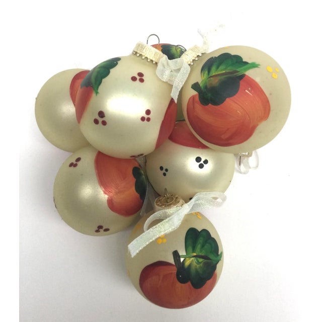 Vintage Hand Painted Glass Christmas Tree Ornaments - Set of 8 For Sale - Image 10 of 10