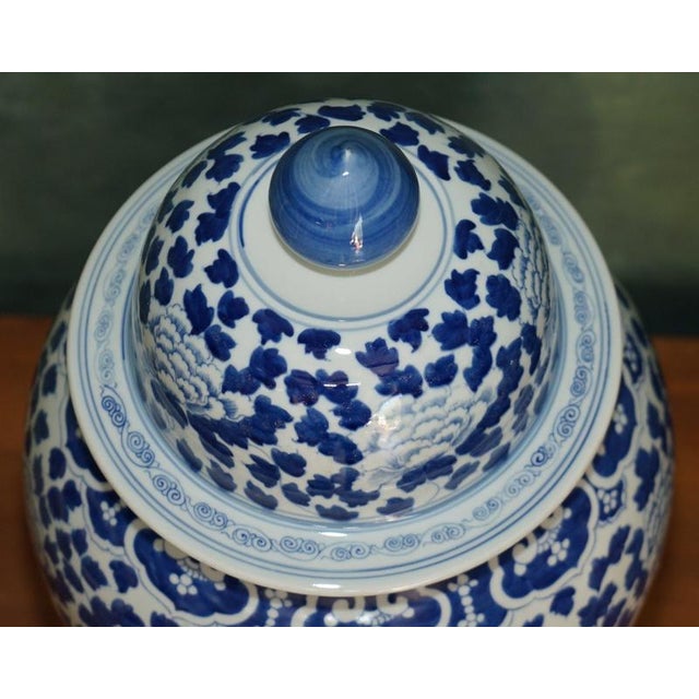 Blue Large Chinese Style Blue and White Temple Jars from Ralph Lauren, Set of 2 For Sale - Image 8 of 18