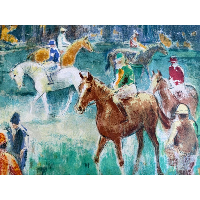 Mid 20th Century Mid 20th Century Signed Lithograph of Horses and Riders by French Artist, Georges Trincot For Sale - Image 5 of 11