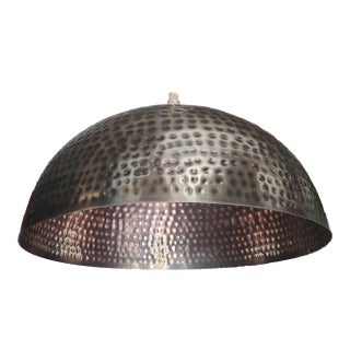 Modern Hammered Blackened Copper Pendant Lamp For Sale