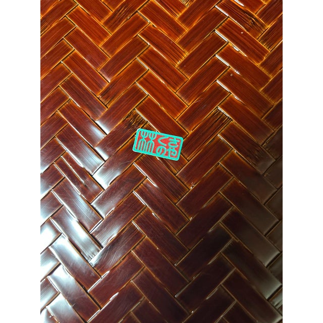 Large Japanese Tray in Woven Bamboo, 1970s For Sale - Image 14 of 15
