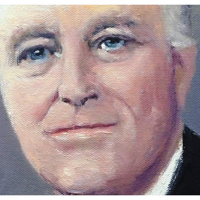 Realism Sean Wu Original Oil Portrait, President Roosevelt For Sale - Image 3 of 5