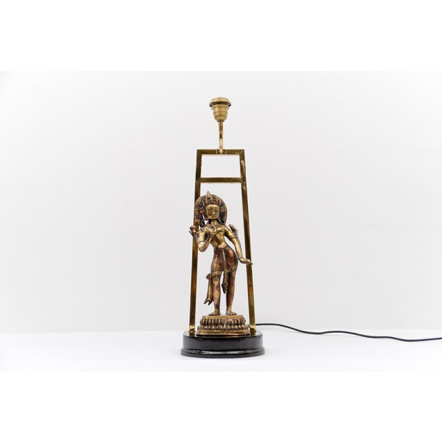 Mid-Century Modern Vintage Tara Buddha Statue Table Lamp, 1960s For Sale - Image 3 of 17
