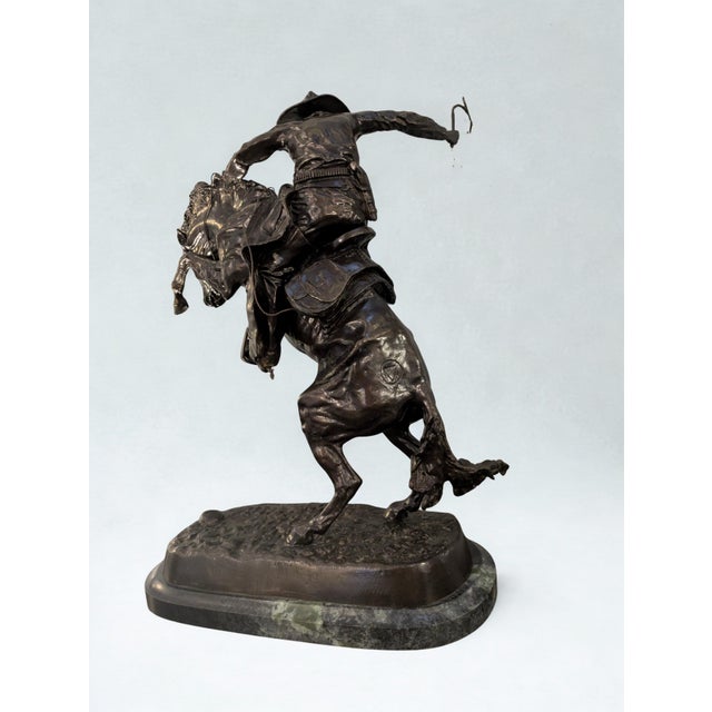 1940s Limited-Edition (38/100) Bronze Sculpture: "Bronco Buster" by Frederic Remington For Sale In Portland, OR - Image 6 of 14