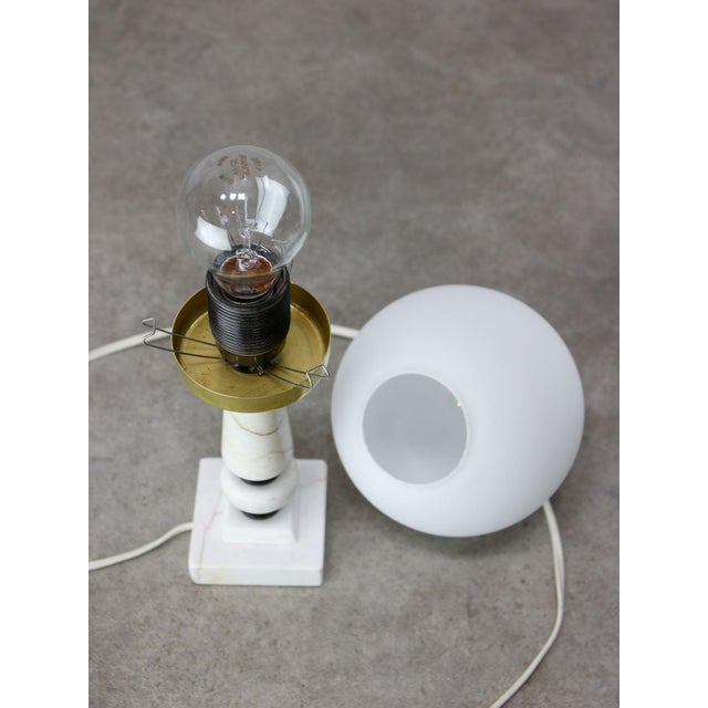 Gray Vintage Italian Table Lamp in Brass and Marble, 1960s For Sale - Image 8 of 10