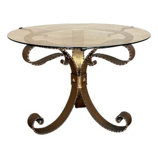 Mid 20th Century Hollywood Regency Gilt French Iron Cocktail Table For Sale