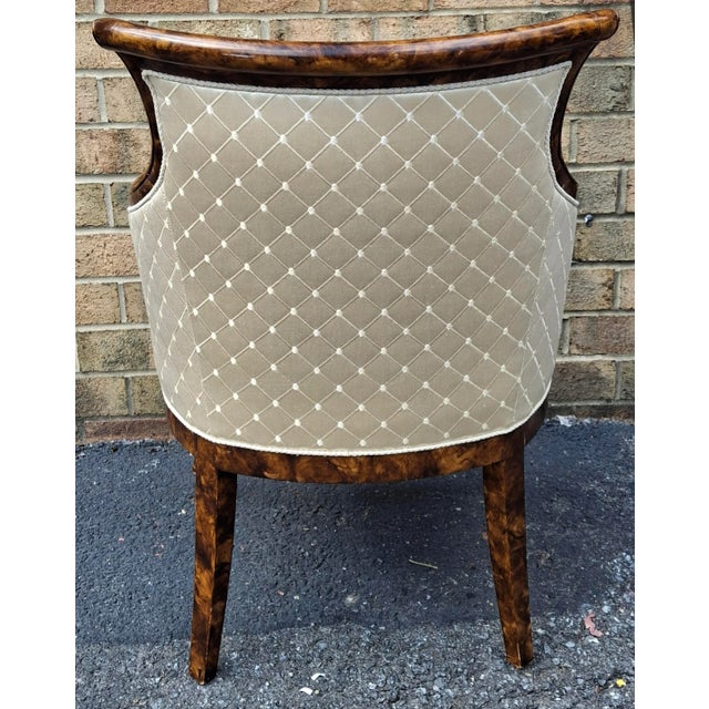 Late 20th Century William IV Style Burl Wood and Diamond Brocade Upholstered Armchair For Sale In Washington DC - Image 6 of 13