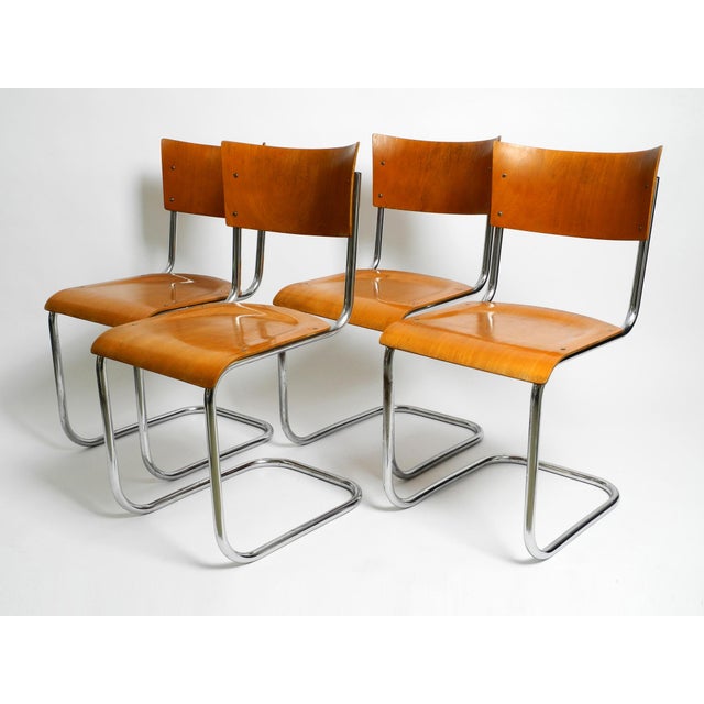 Bauhaus Tubular Steel Chairs by Mart Stam for Robert Slezak Czech, 1930s, Set of 4 For Sale - Image 4 of 18