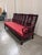 Chinese Vintage Chinese Rosewood Three-Seat Sofa With Hand-Carved Dragon Medallions and Red Silk Cushion For Sale - Image 3 of 11