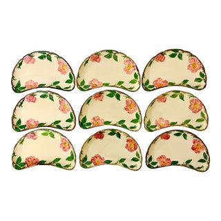 Mid-Century Americana Boho Chic Franciscan Desert Rose Crescent Plates - Set of 9 For Sale