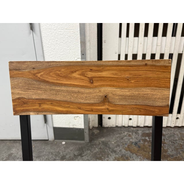 Wood Industrial Acacia Wood + Metal Barstools, Pair For Sale - Image 7 of 12