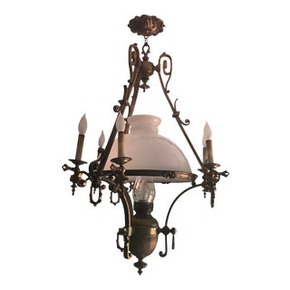 Vintage Milk Glass Chandelier For Sale