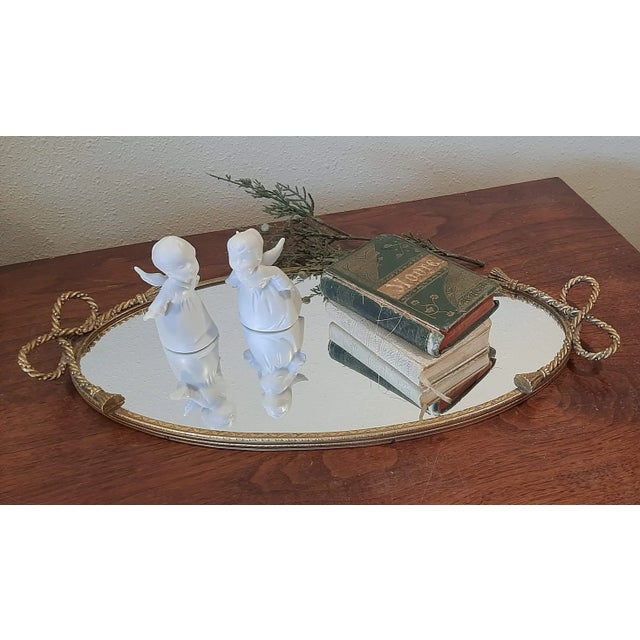 Vintage Ribbon Vanity Mirror Rope Bow Tassels For Sale In Fayetteville, AR - Image 6 of 8