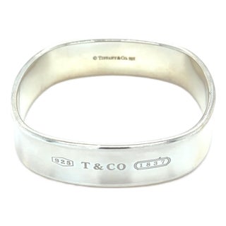 Tiffany & Co. Sterling Silver 1837 Collection Square Cushion Bangle 55.17g For Sale