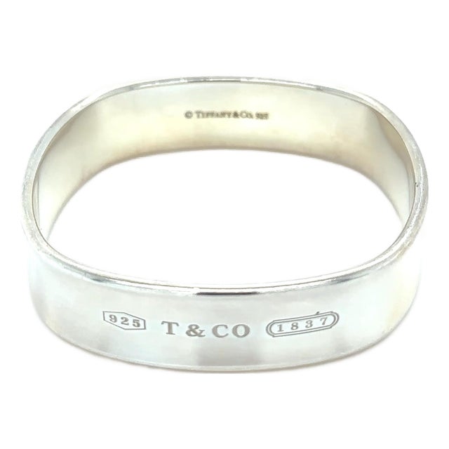 Tiffany & Co. Sterling Silver 1837 Collection Square Cushion Bangle 55.17g For Sale