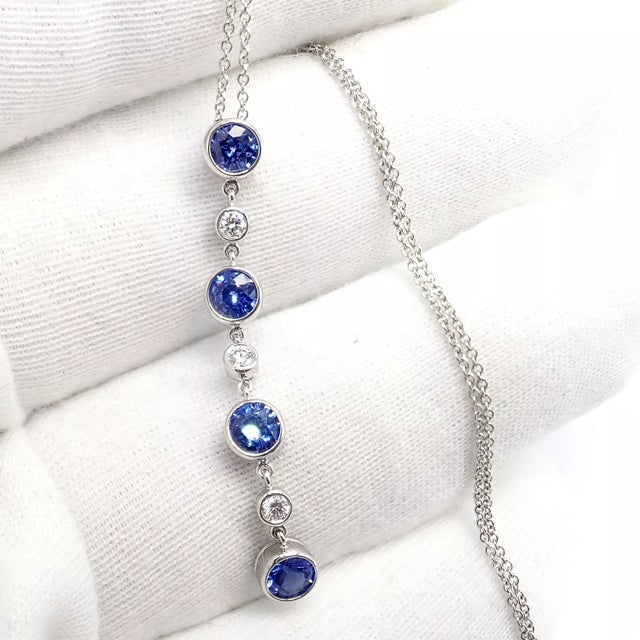 Tiffany & Co. Platinum Jazz Diamond Tanzanite Pendant Necklace For Sale - Image 11 of 11