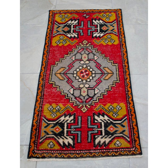 1970s Vintage Distressed Low Pile Oushak Yastik Rug For Sale - Image 4 of 7