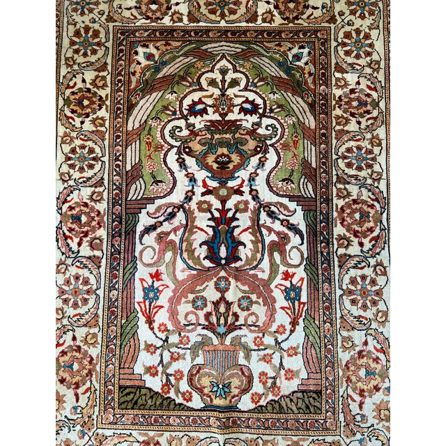 Late 20th Century Vintage Turkish Hereke Silk Textile For Sale - Image 5 of 7