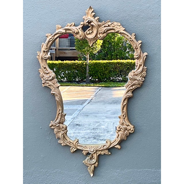 Mid-Century Modern Vintage Gilt Carved Wood Mirror For Sale - Image 3 of 12