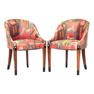 Art Deco French Tub Chairs with Upholstery, 1930s, Set of 2 For Sale