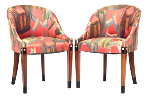Art Deco French Tub Chairs with Upholstery, 1930s, Set of 2