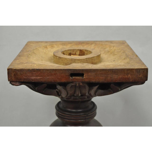 Antique American Empire Carved Mahogany Cannonball Paw Foot Pedestal Table Base For Sale - Image 17 of 18
