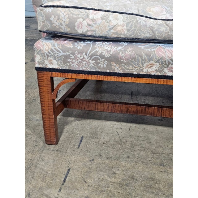 Wood Late 20th Century Tiger Maple Williamsburg Style Hepplewhite Wingback Chair For Sale - Image 7 of 10