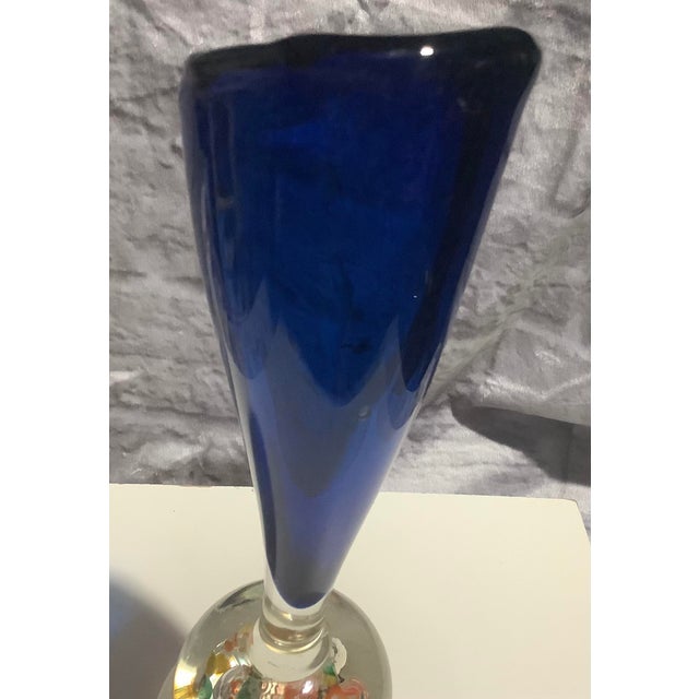 Mid-Century Modern Mid 20th Century Vintage Ardalt Lenwile Hand-Blown Glass Art Paper Weight Vase Blue Japan For Sale - Image 3 of 9