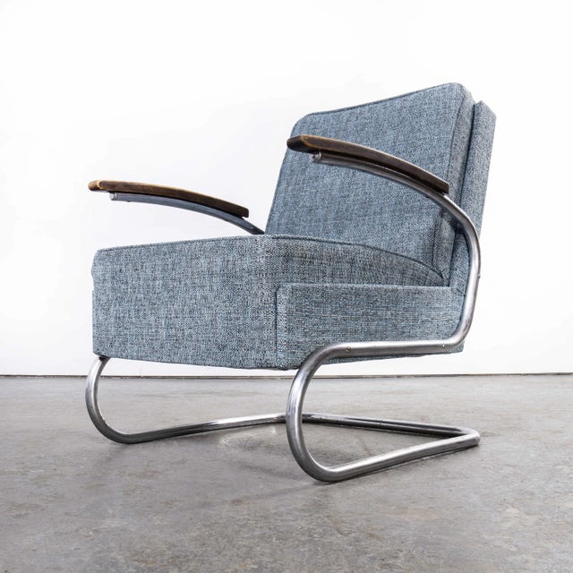 Blue Blue Fleck Armchair by Mart Stam for Mucke Melder, 1930s For Sale - Image 8 of 12