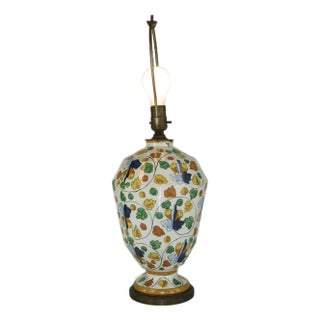 1900 Large Table Lamp Art Deco Italy Capodimonte Hand Thrown & Painted Porcelain For Sale