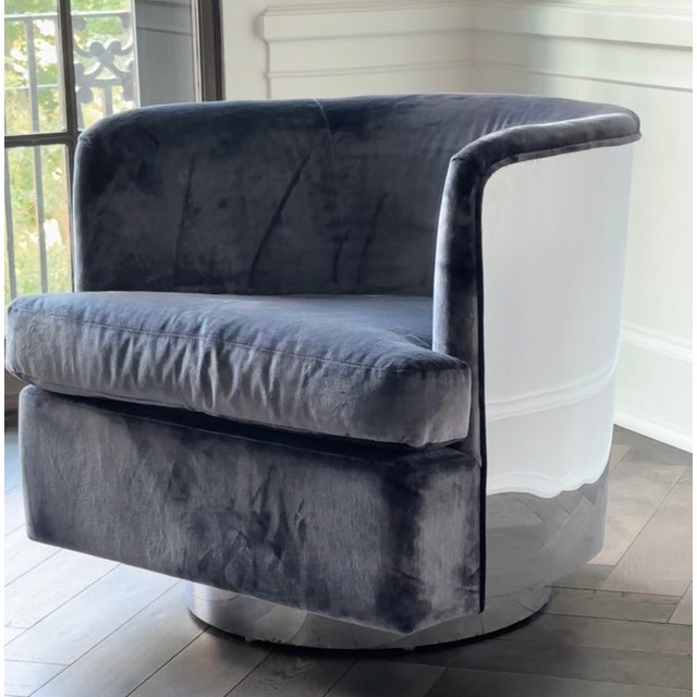 1960s Milo Baughman Chrome Cased Swivel Chair for Thayer Coggin, 1960 For Sale - Image 5 of 8