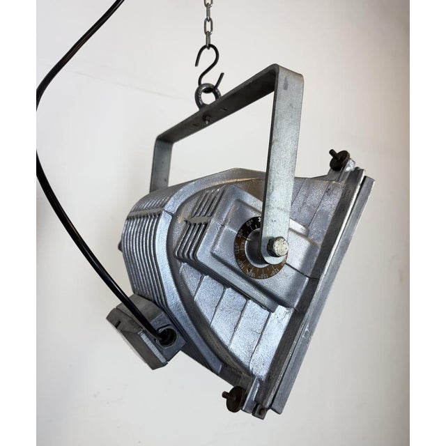 Industrial Vintage Grey Theater Spotlight with Glass Cover from Elektrosvit, 1980s For Sale - Image 3 of 18