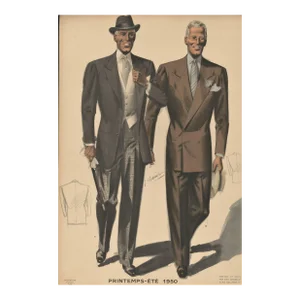1950s Mid-Century French Men's Tailoring Lithograph