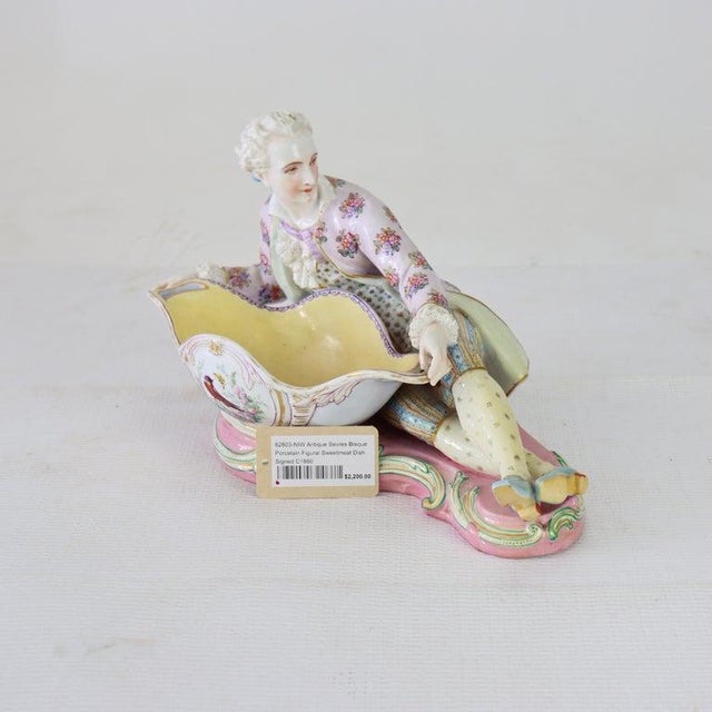 Rococo 1880 Sevres Attr. Bisque Porcelain Figural Sweetmeat Dish For Sale - Image 3 of 9