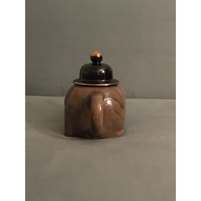 Shabby Chic 1960s Grey & Black Ceramic Elephant Teapot For Sale - Image 3 of 6