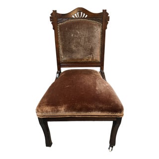 Victorian Eastlake Velvet Chair For Sale