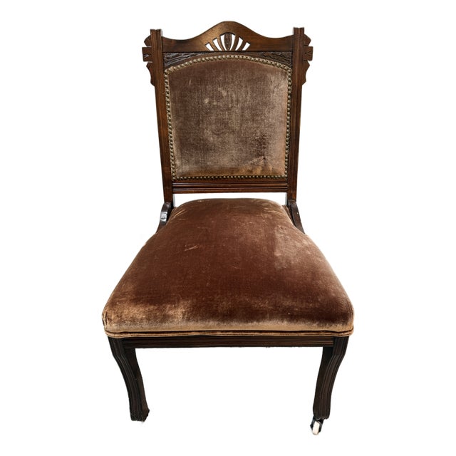 Victorian Eastlake Velvet Chair For Sale
