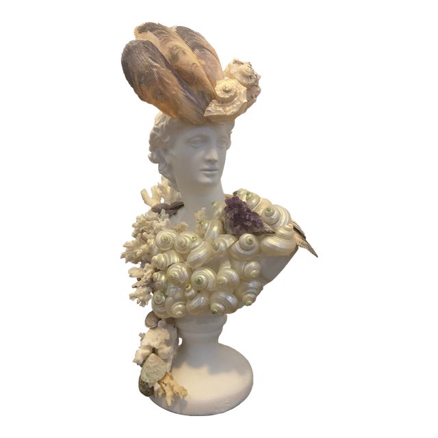 Shell Encrusted Bust With Amethyst Accent For Sale