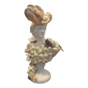 Shell-Encrusted Bust With Amethyst Accent